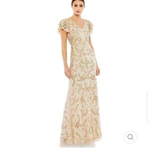 Mac Duggal Beaded Flutter Sleeve Gown